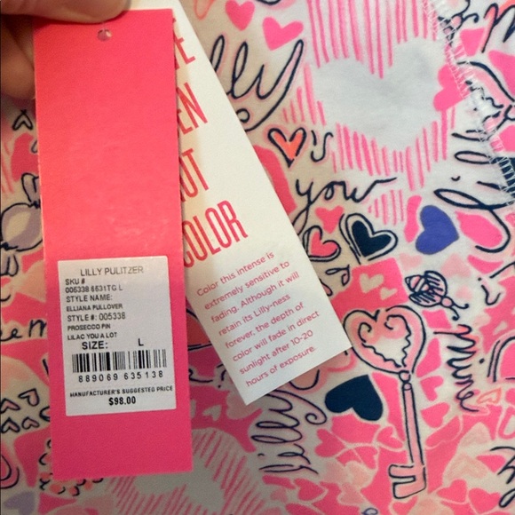 Brand New Women’s Lilly Pulitzer Pink and Blue Patterned Long Sleeve Shirt - Picture 3 of 3